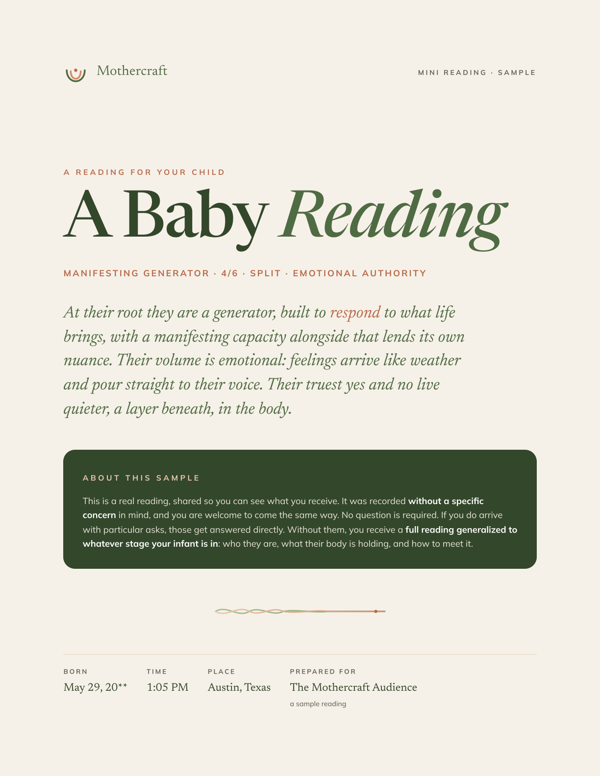 First page of A Child Reading sample PDF