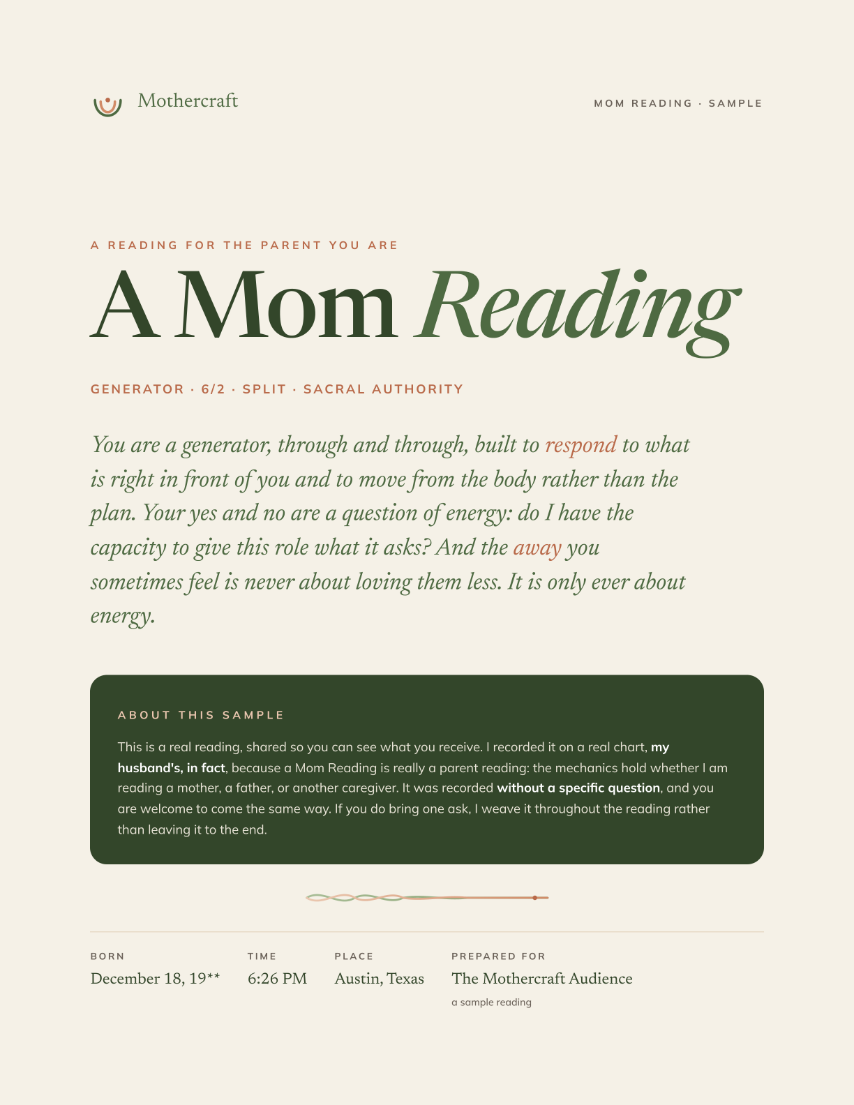 First page of A Mom Reading sample PDF